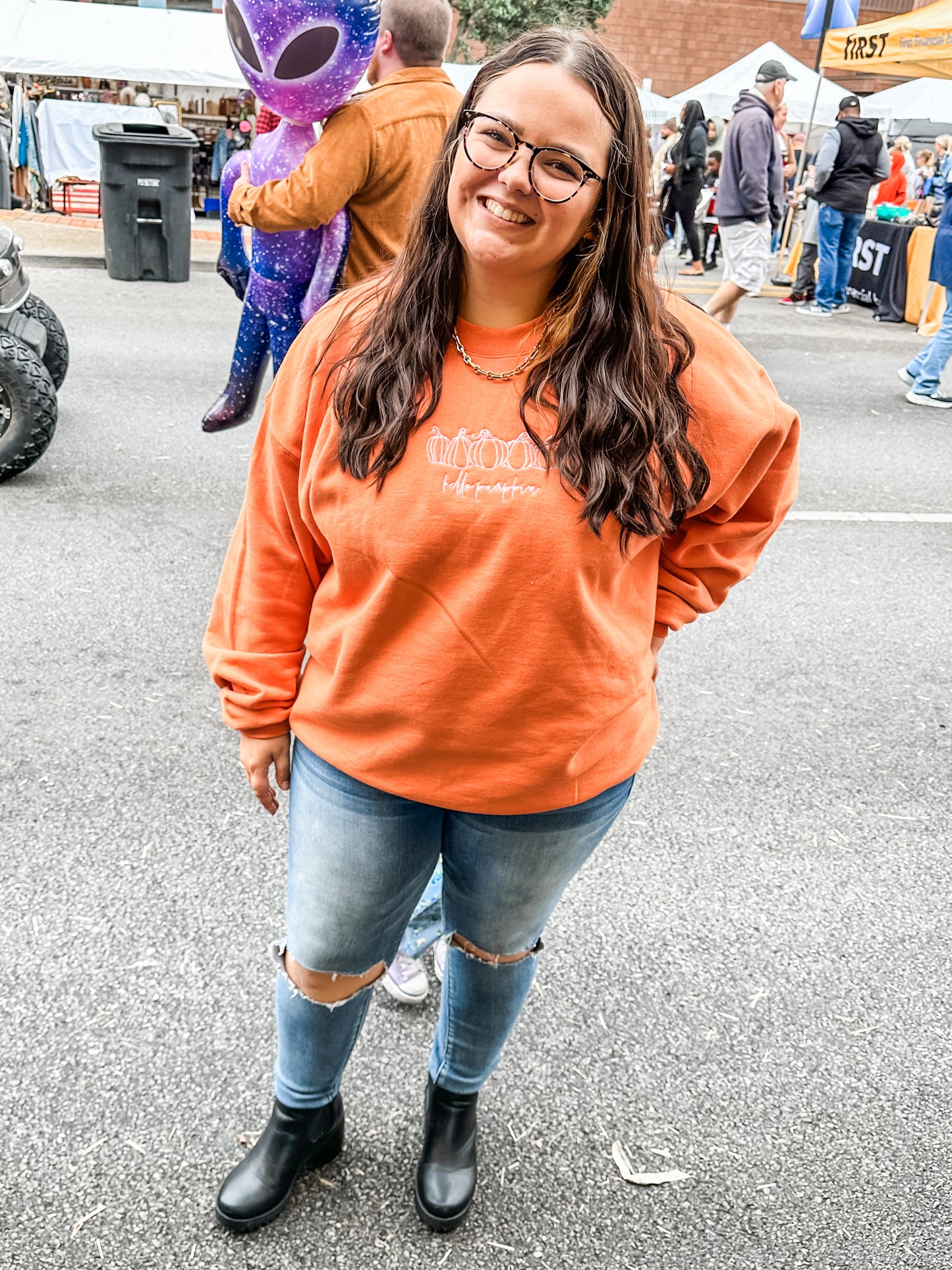 Hello Pumpkin Sweatshirt - GLOWS IN THE DARK!