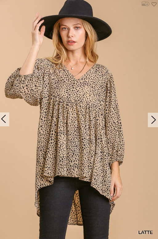 Animal Print Babydoll Top