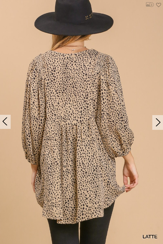 Animal Print Babydoll Top