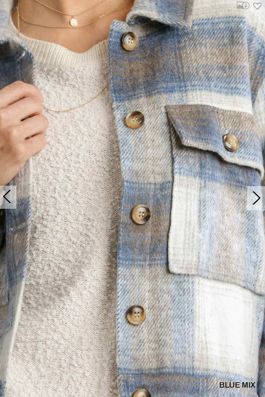 Blue/Grey Cropped Shacket
