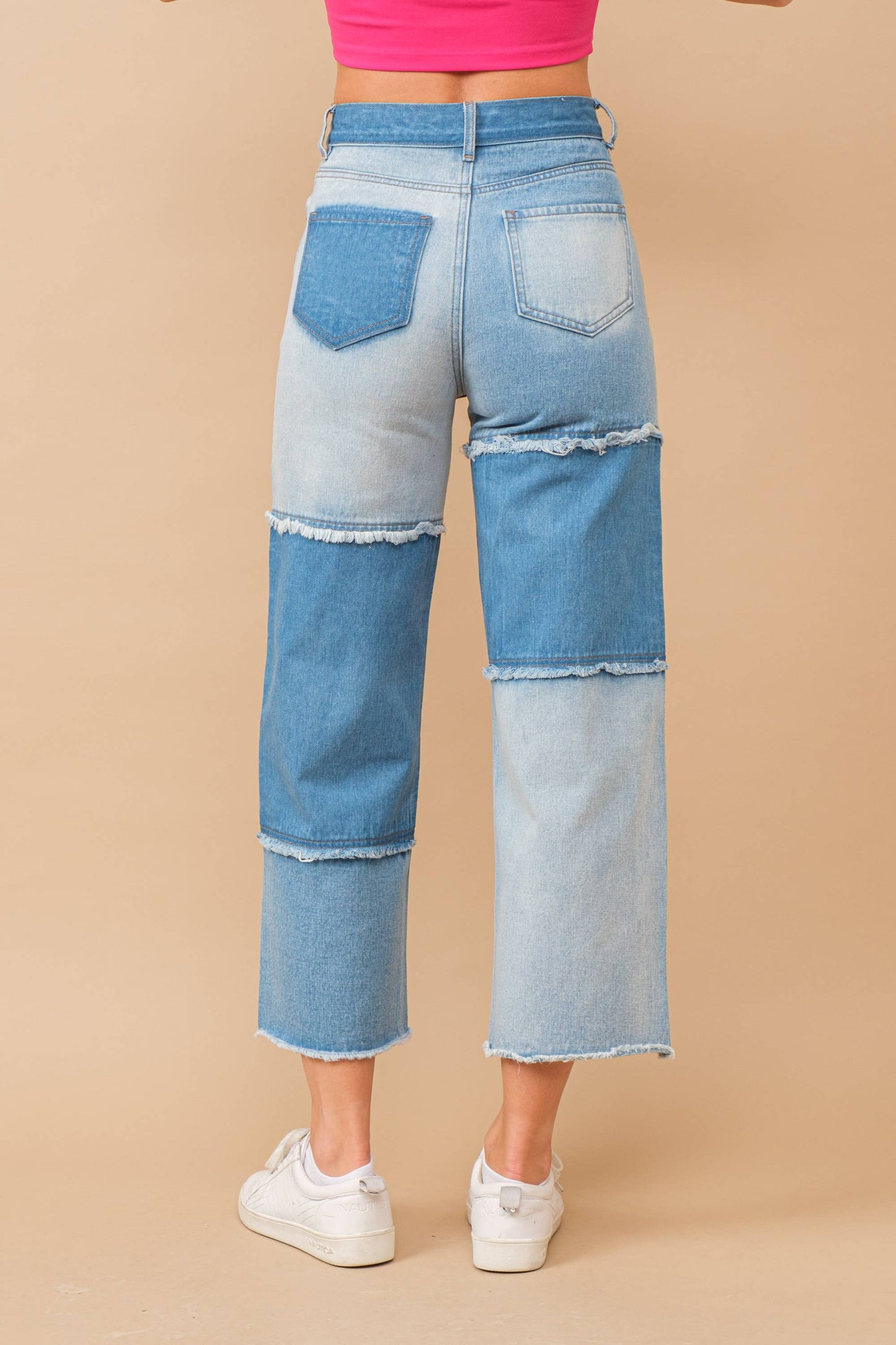 Light Wash Color Block Jeans