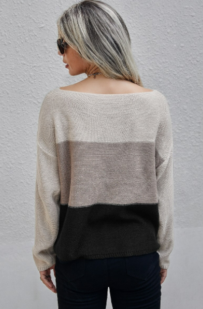Neutral Color Block Sweater