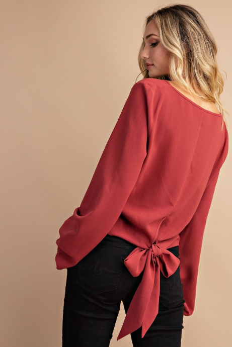 Cinnamon Long Sleeve Tied Top