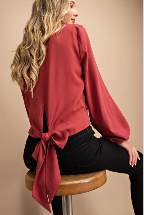 Cinnamon Long Sleeve Tied Top
