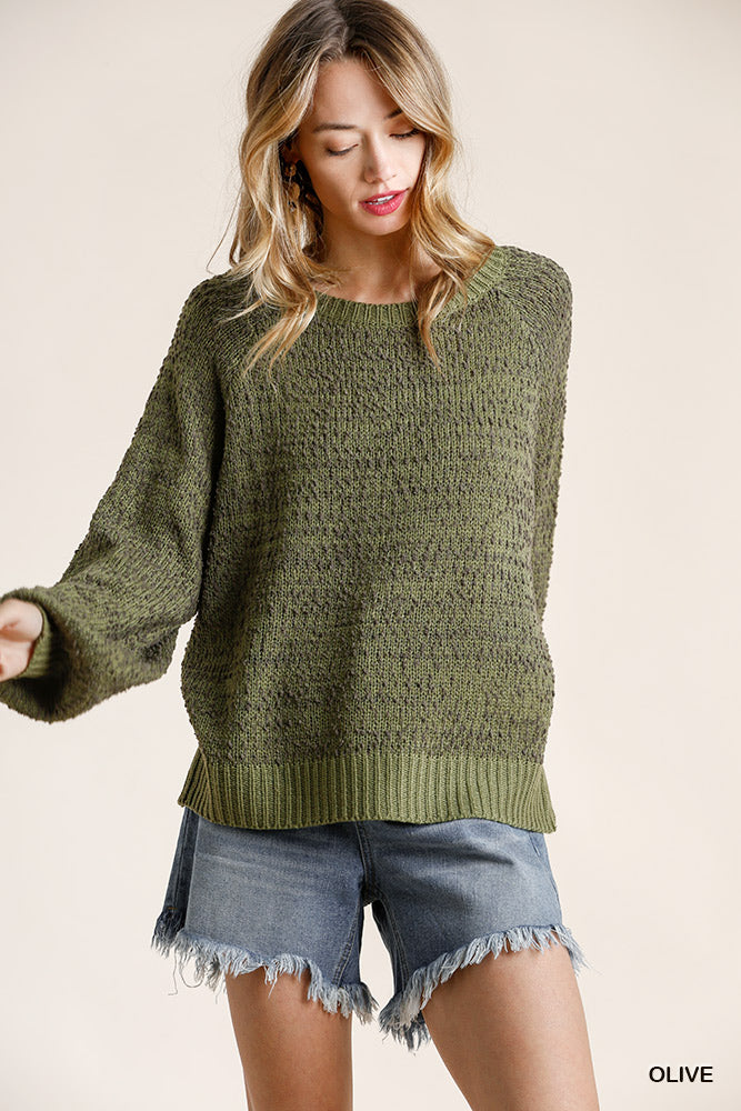 Olive Green Popcorn Sweater