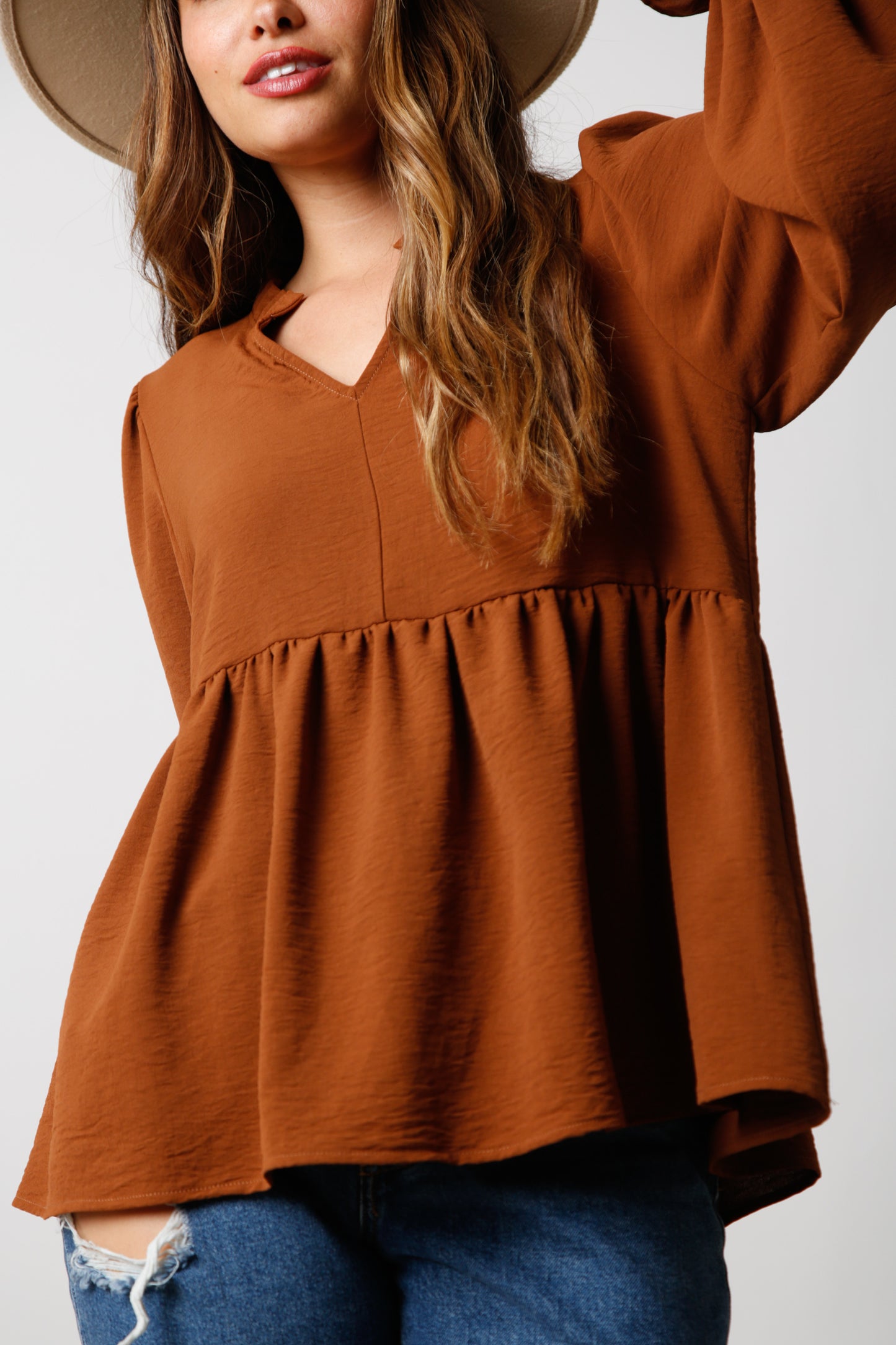 Mocha Brown Long Sleeve Top