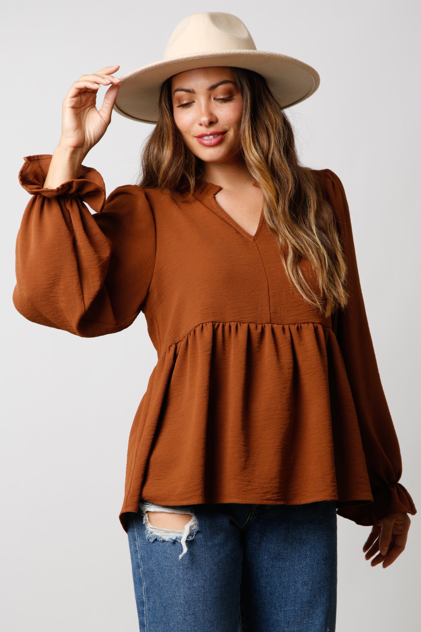 Mocha Brown Long Sleeve Top