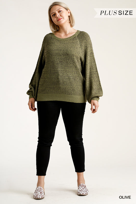 Olive Green Popcorn Sweater