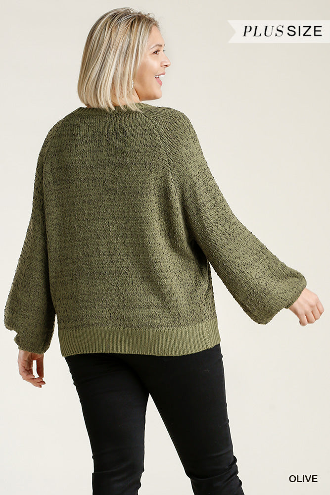 Olive Green Popcorn Sweater