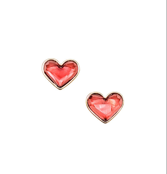 Dainty Red Heart Stud Earrings