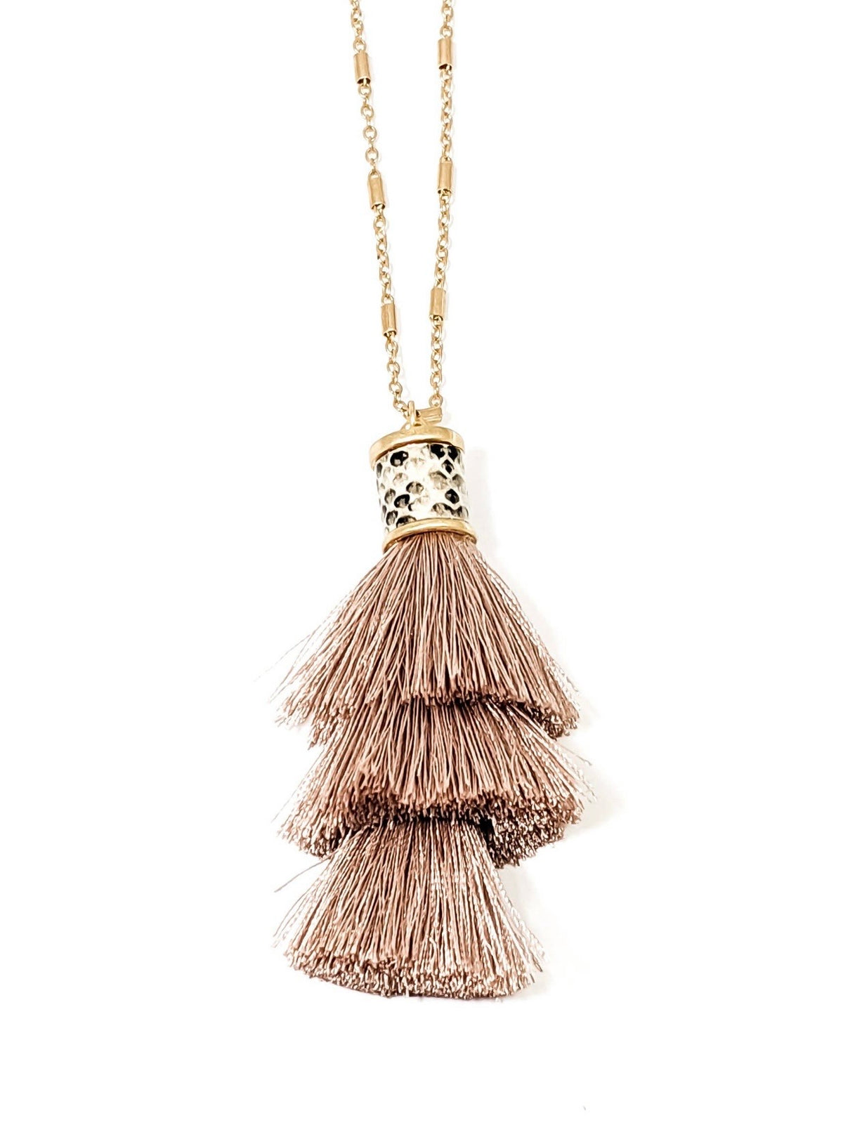 Tassel Necklace With Snake Skin Accent